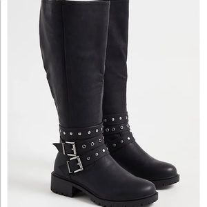 Torrid Studded Wrap Knee Boot - Black Faux Leather (WW) Sz 8